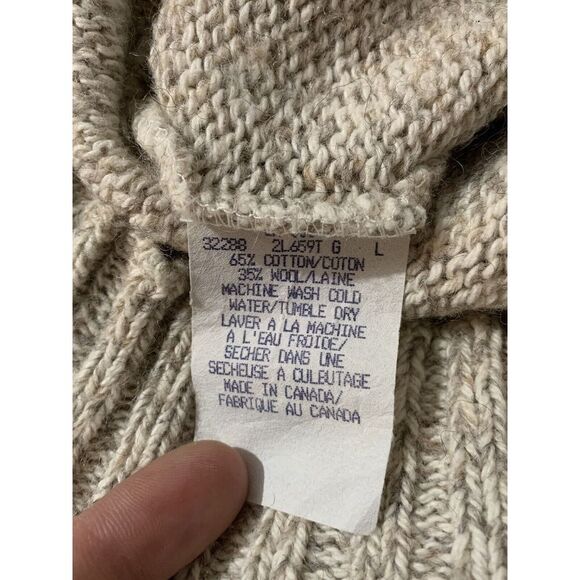 Vintage Oversized Sweater Ragg Wool Blend Northwoods Shawl Mens L Beige Ivory - Picture 9 of 11